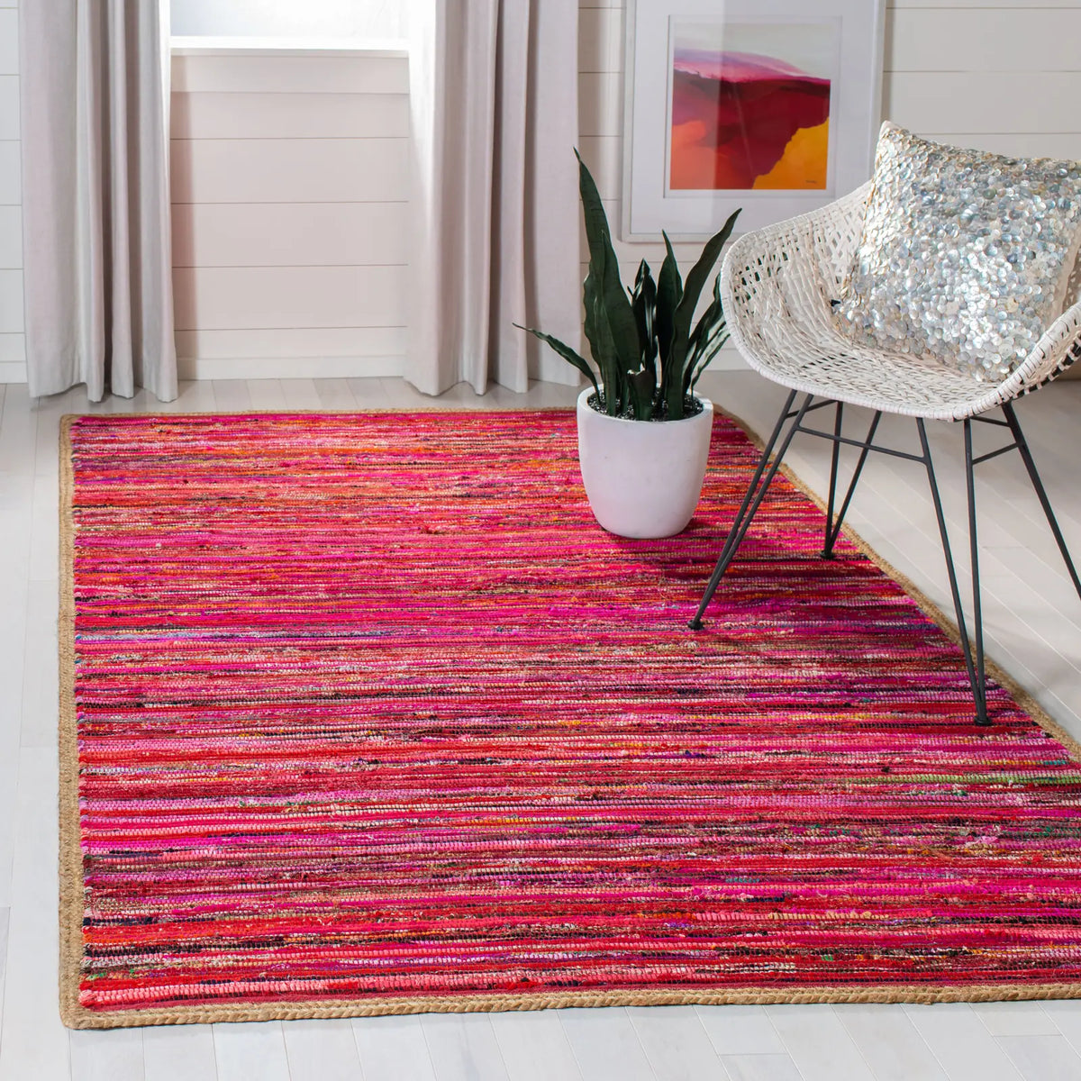 Safavieh Montauk 5'-0" x 8'-0" Rug in Red / Natural
