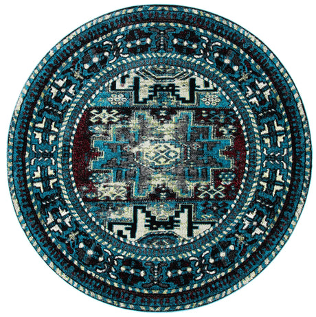 Safavieh Vintage Hamadan 5'-3" x 5'-3" Rug in Light Blue / Black