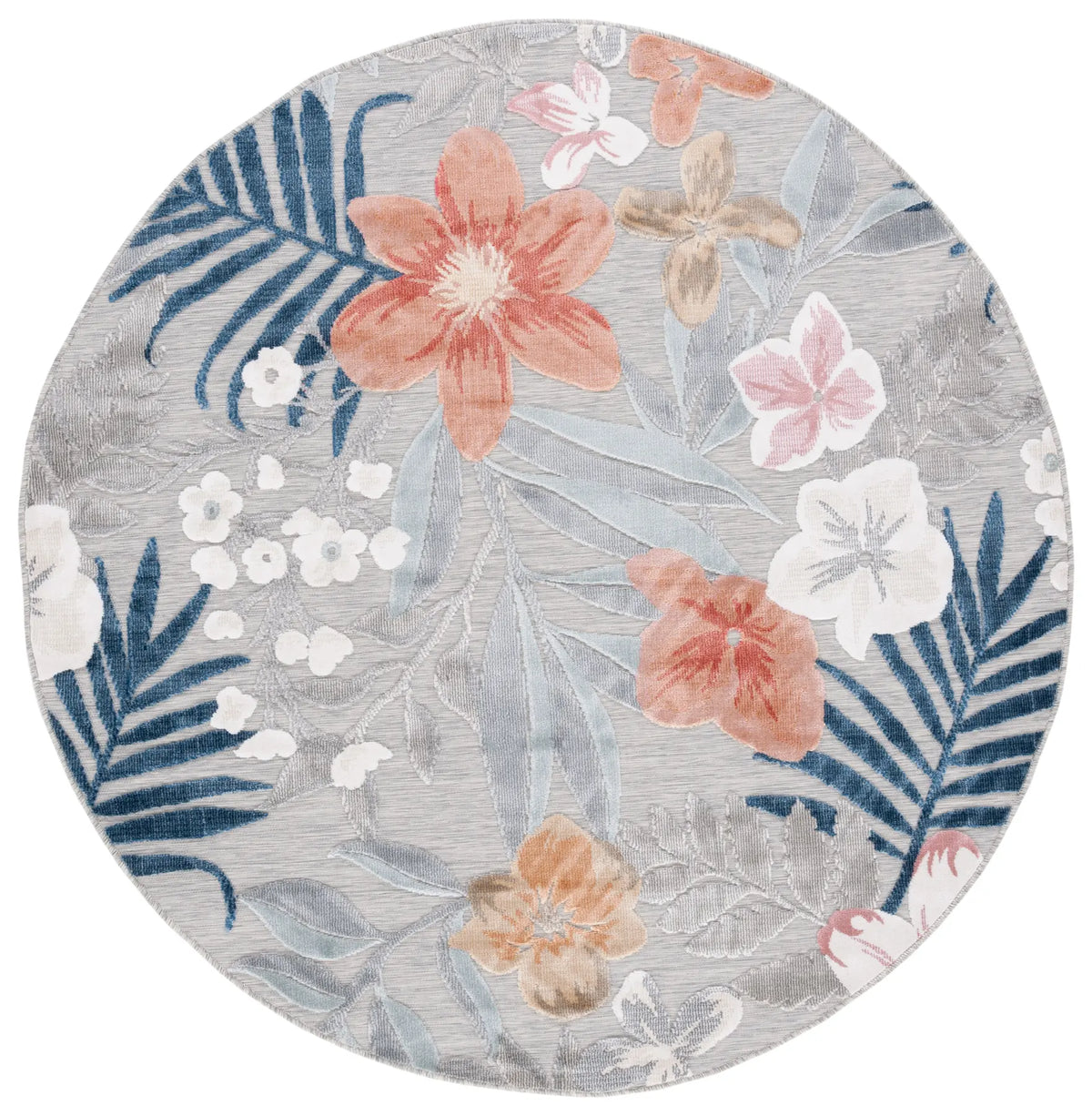 Safavieh Cabana 6'-5" x 6'-5" Rug in Grey / Rust