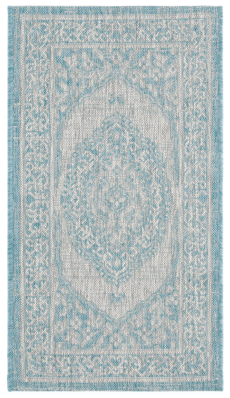 Safavieh Courtyard 2'-0" x 3'-7" Rug in Light Grey / Aqua