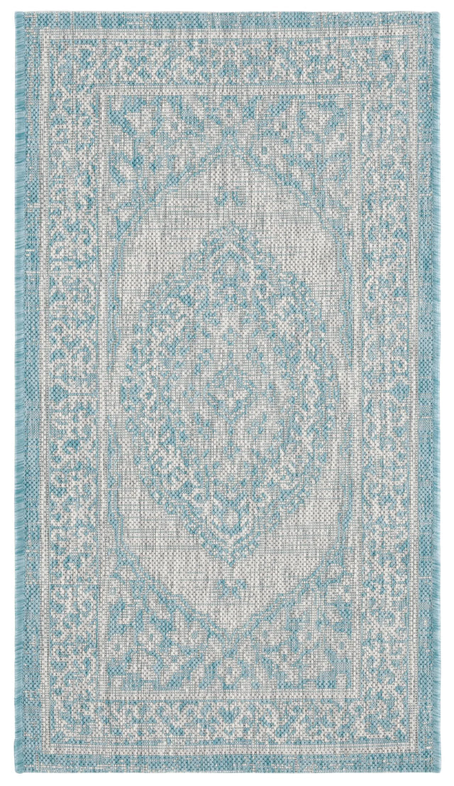 Safavieh Courtyard 2'-0" x 3'-7" Rug in Light Grey / Aqua