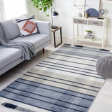 Safavieh Striped Kilim 4'-0" x 6'-0" Rug in Light Grey / Black