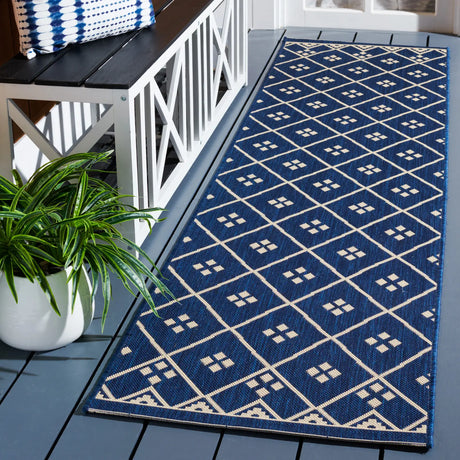 Safavieh Courtyard 2'-3" x 10'-0" Rug in Navy / Light Beige