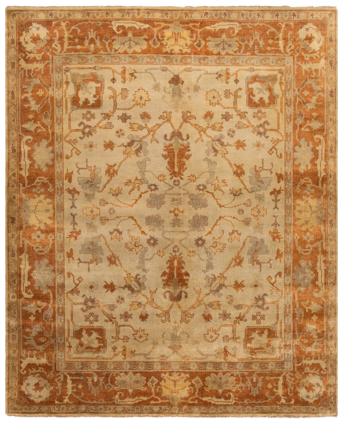 Safavieh Oushak 10'-0" x 14'-0" Rug in Ivory / Rust