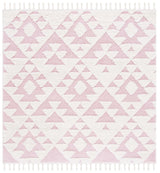 Safavieh Moroccan Tassel Shag 6'-7" x 6'-7" Rug in Ivory / Pink