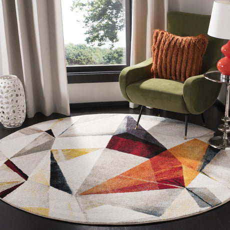 Safavieh Porcello 10'-0" x 10'-0" Rug in Light Grey / Orange