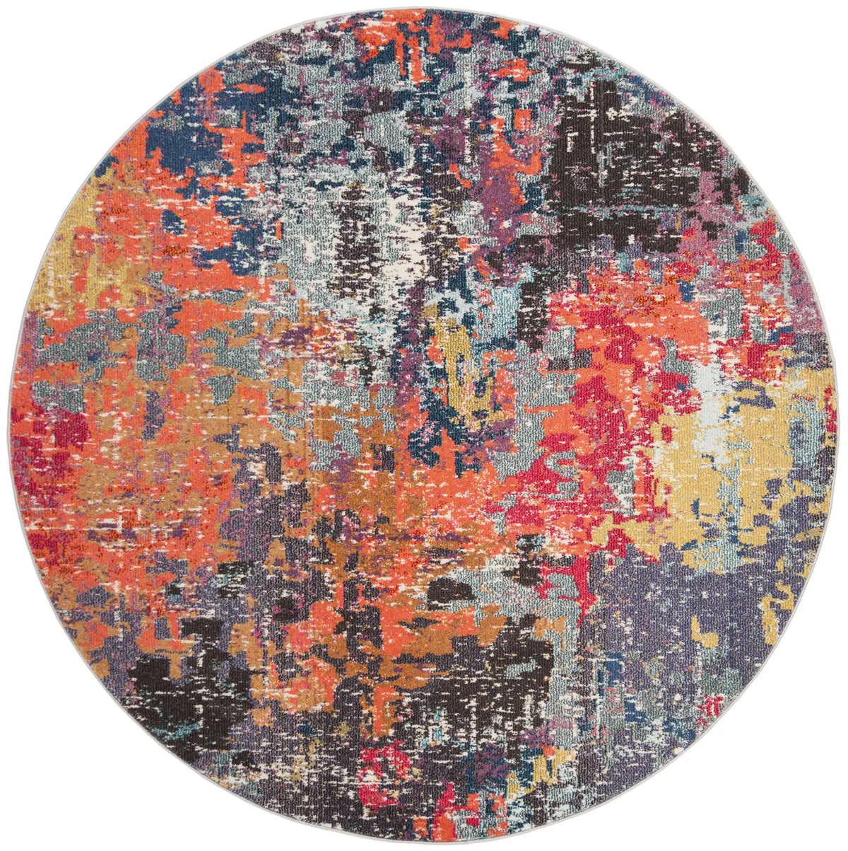 Safavieh Monaco 6'-7" x 6'-7" Rug in Blue / Orange