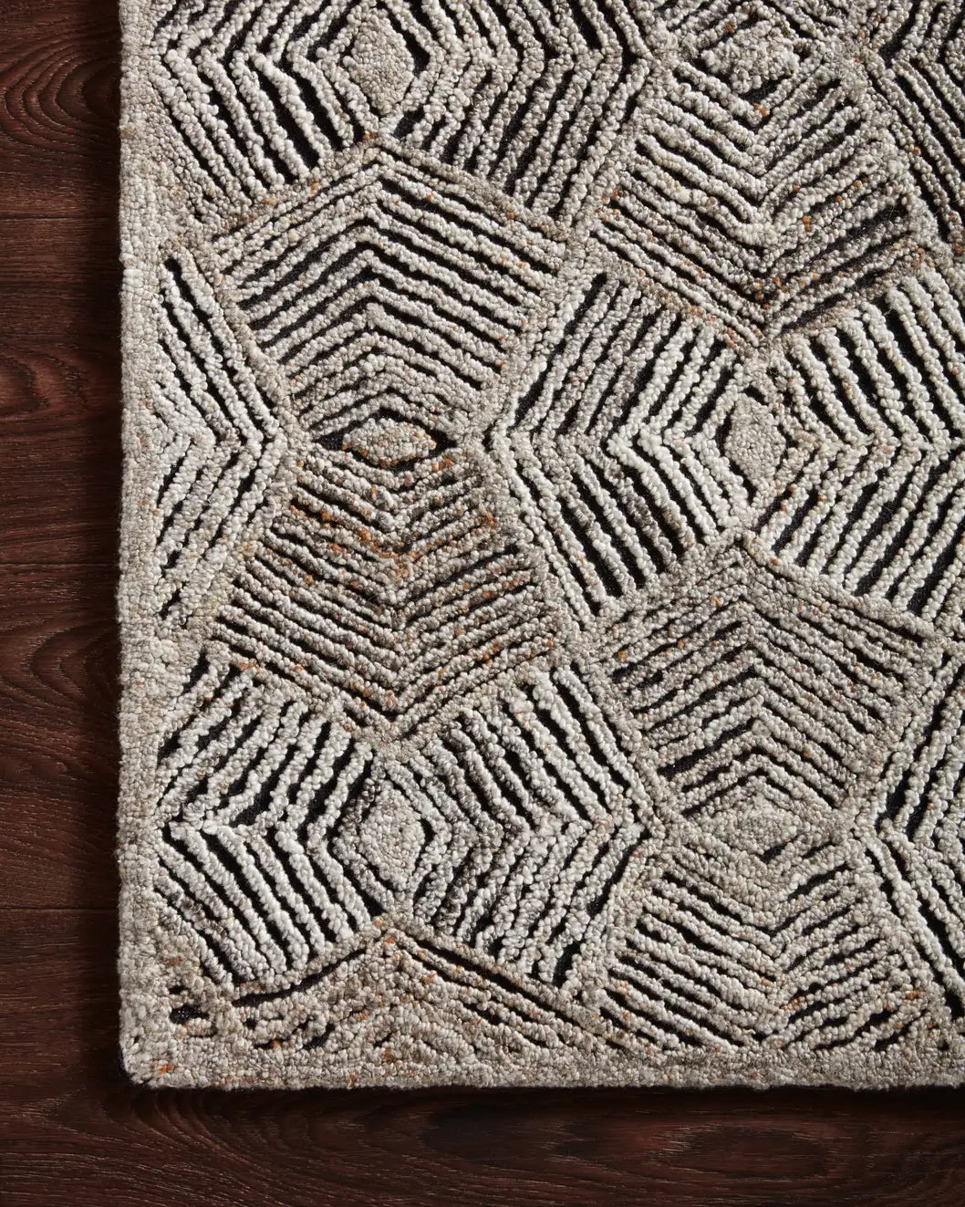 Loloi Prescott Pre-01 Fawn Rugs - corner on wood