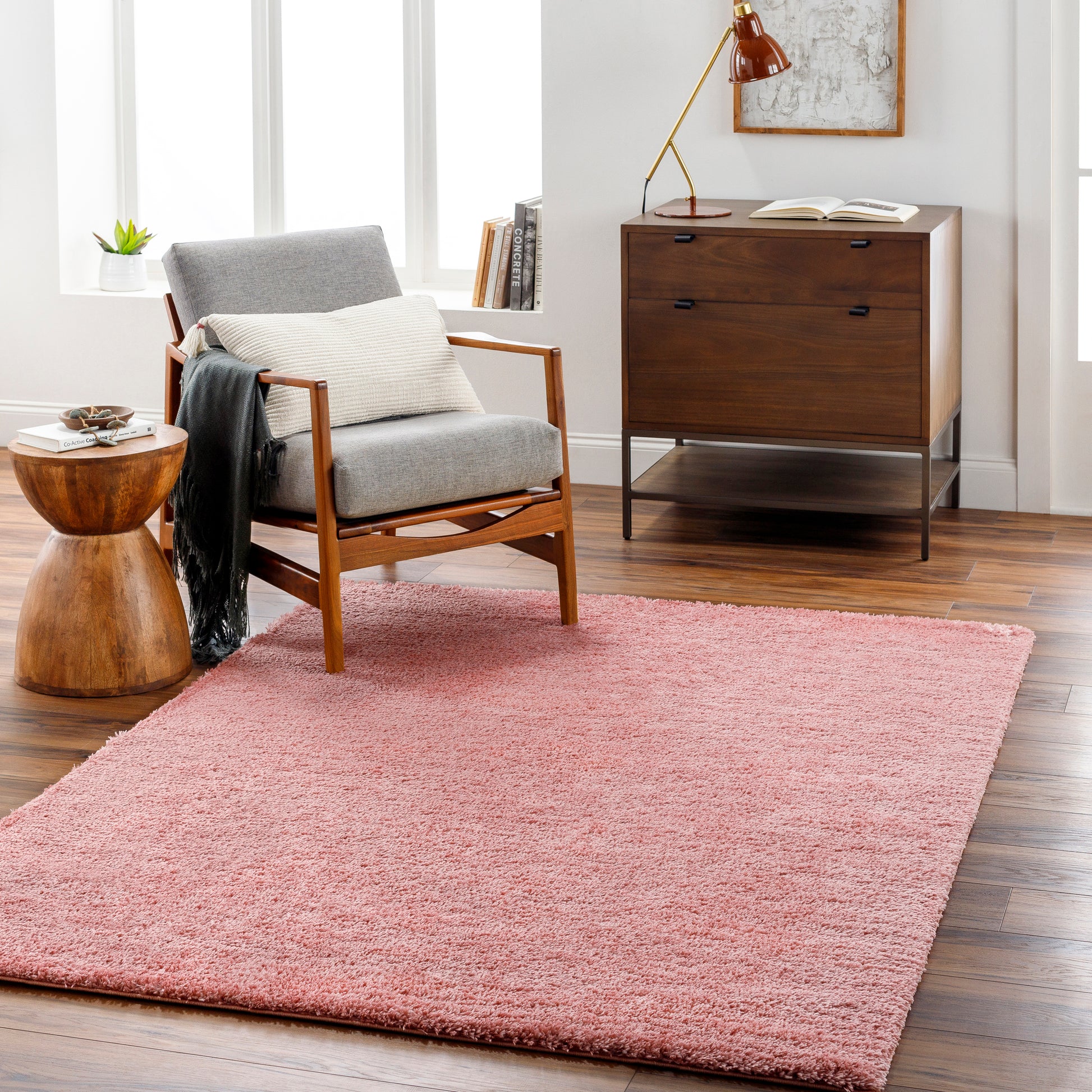 Surya Cloudy Shag Cdg-2321 Light Wood, Camel, Tan, Rose Gold, Natural Area Rug