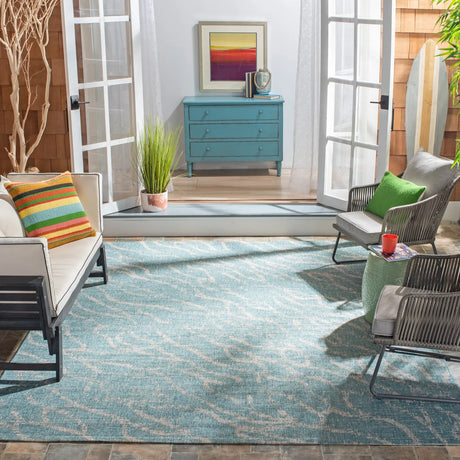 Safavieh Courtyard 8'-0" x 10'-0" Rug in Aqua / Grey