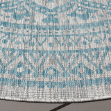 Safavieh Courtyard 5'-3" x 5'-3" Rug in Light Grey / Aqua