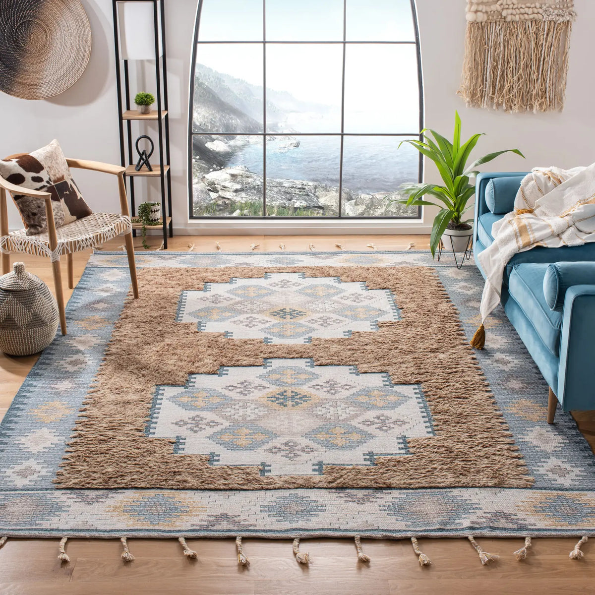 Safavieh Saffron 8'-0" x 10'-0" Rug in Taupe / Ivory