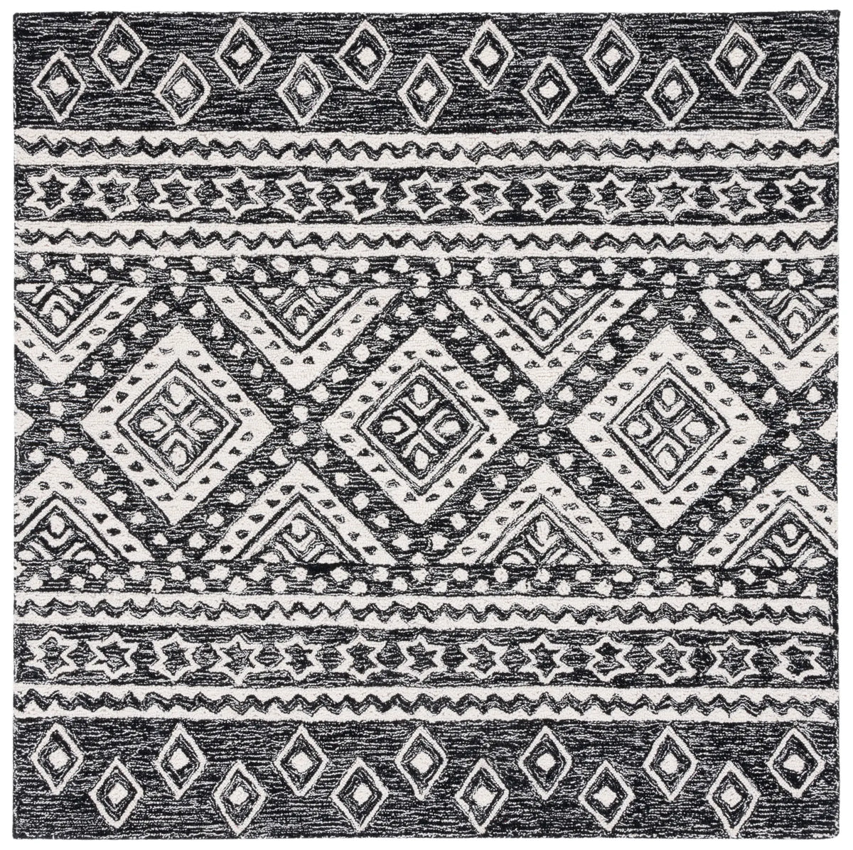 Safavieh Micro-Loop 5'-0" x 5'-0" Rug in Black / Ivory