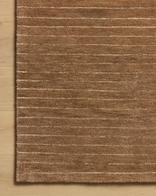 Chris Loves Julia x Loloi Henry HEY-01 Rust / Natural Rug - corner on wood