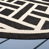 Safavieh Courtyard 6'-7" x 6'-7" Rug in Black / Light Beige
