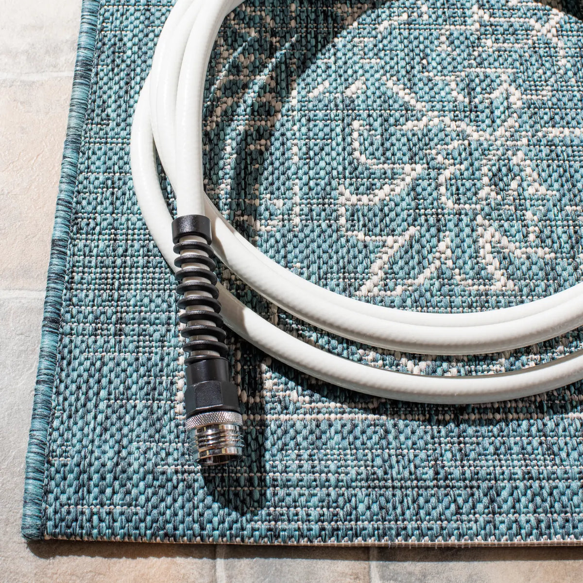 Safavieh Courtyard 6'-7" x 9'-6" Rug in Turquoise