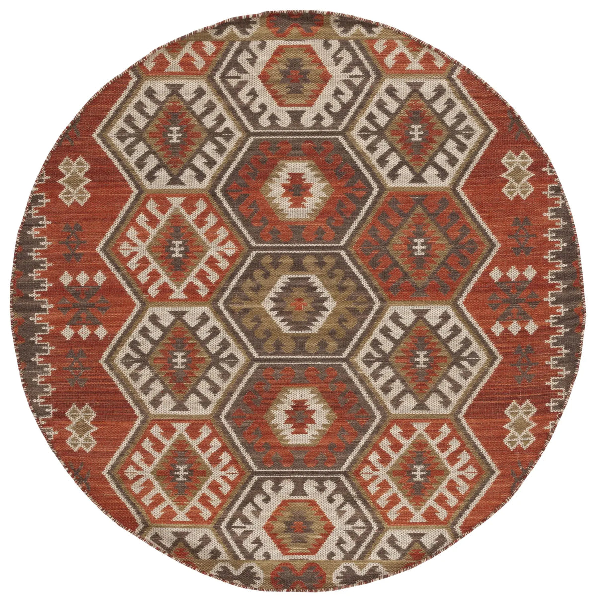Safavieh Kilim 6'-0" x 6'-0" Rug in Red / Olive