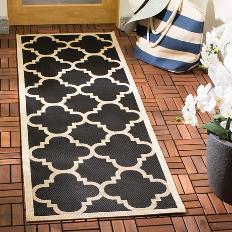 Safavieh Courtyard 2'-3" x 10'-0" Rug in Black / Beige