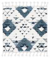 Safavieh Moroccan Tassel Shag 3'-0" x 3'-0" Rug in Blue / Ivory