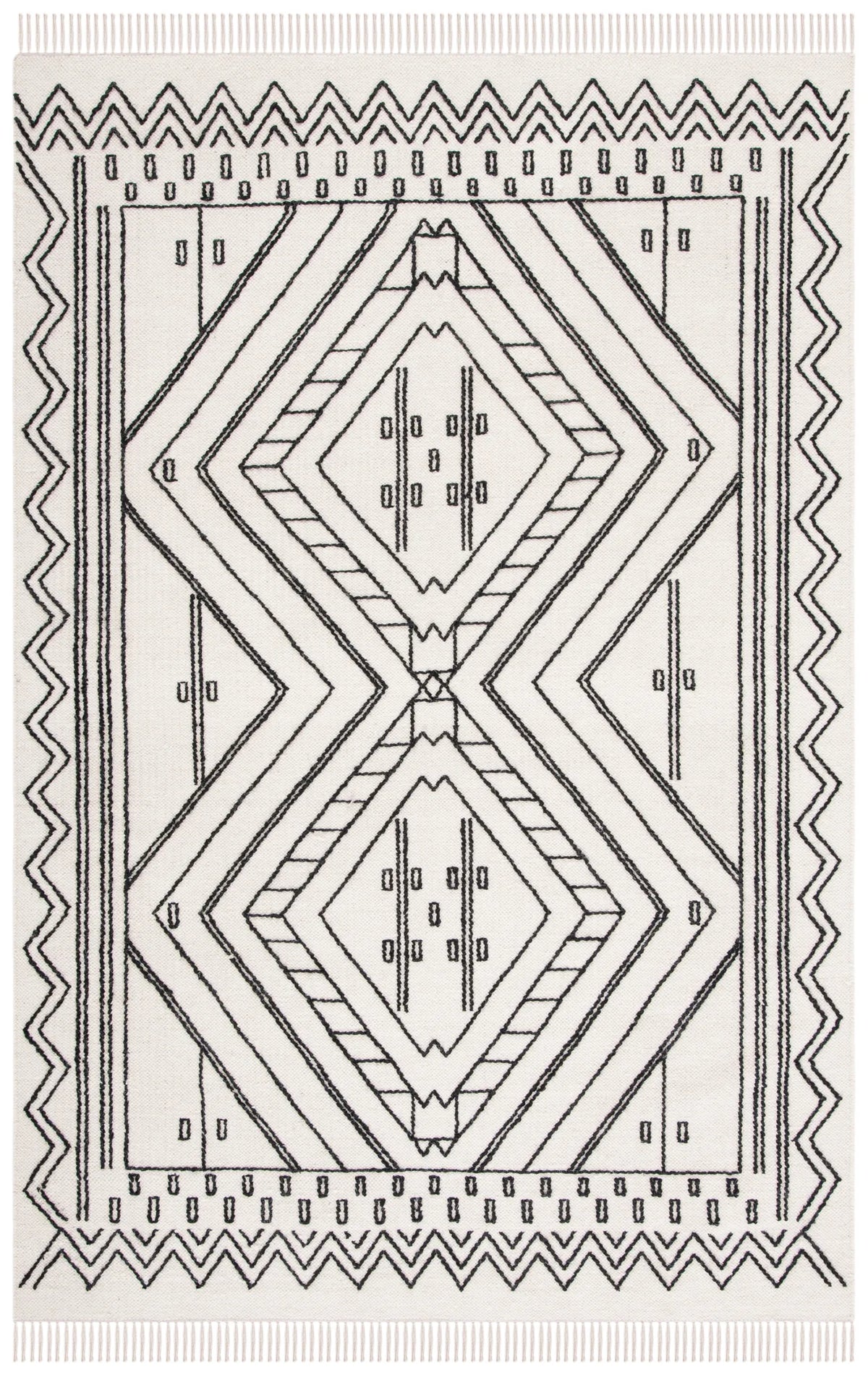 Safavieh Kilim 4'-0" x 6'-0" Rug in Ivory / Black