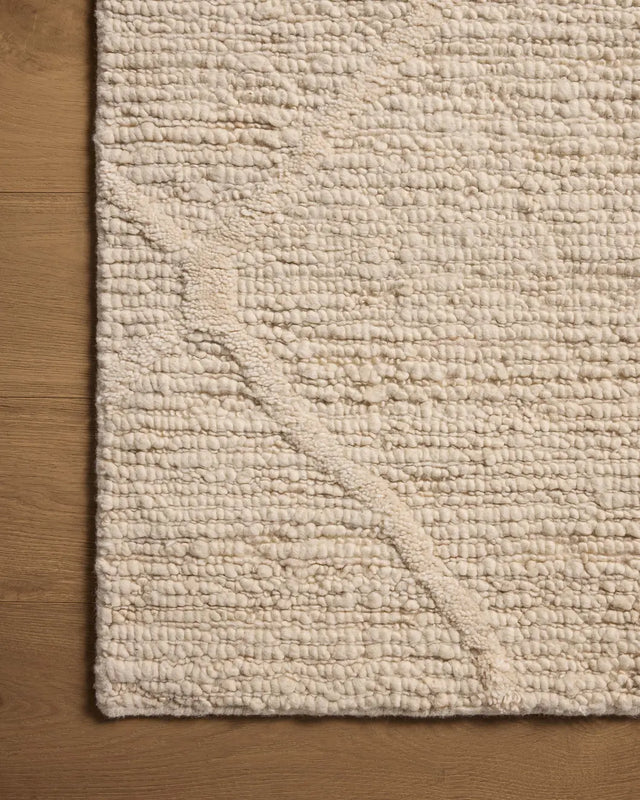 Loloi Cline Cli-01 Ivory Rug - corner on wood