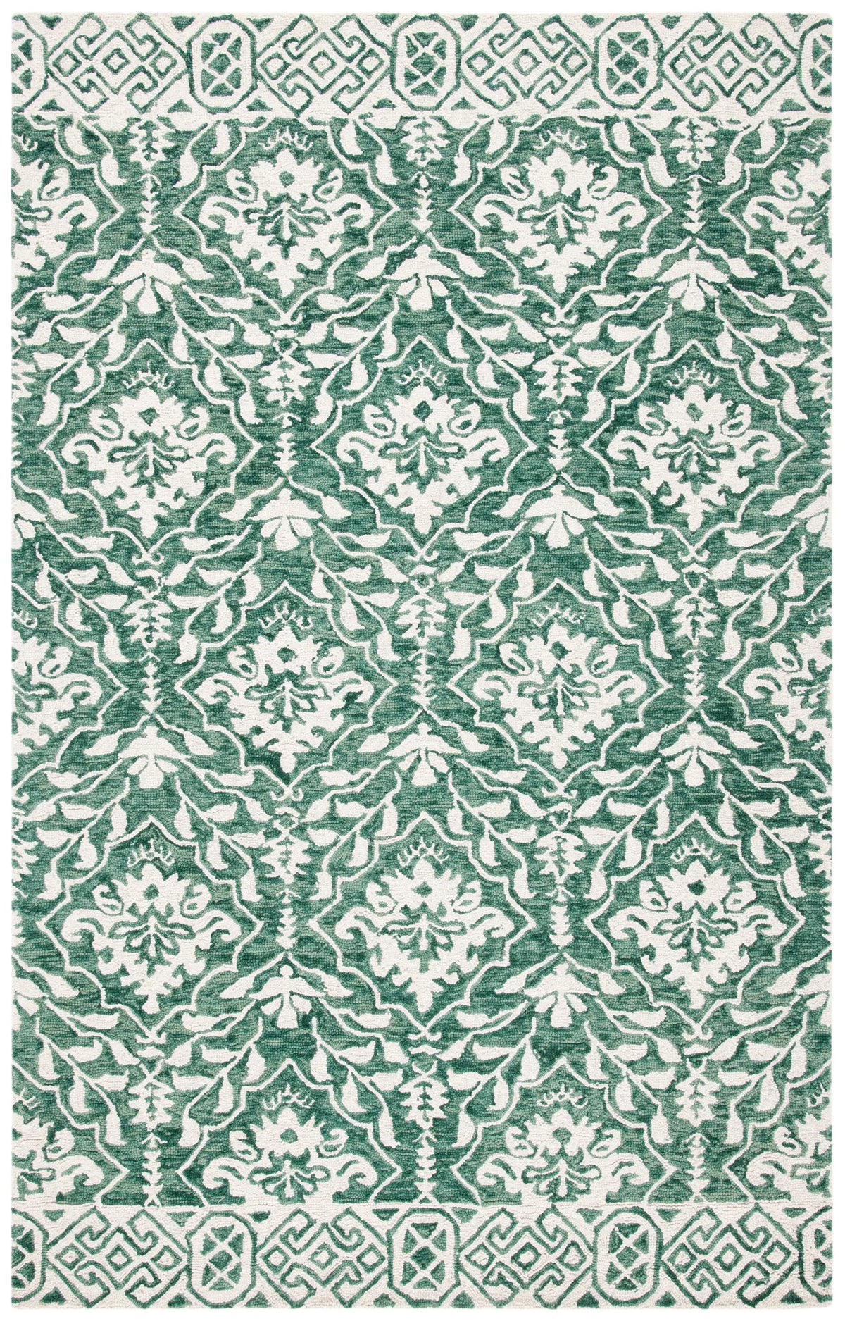 Safavieh Dip Dye 4'-0" x 6'-0" Rug in Dark Green / Ivory