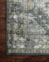 Loloi Skye Sky-09 Graphite/Silver Rugs - corner on wood