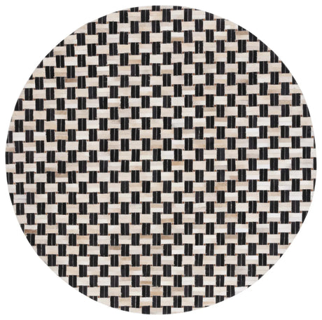 Safavieh Studio Leather 6'-0" x 6'-0" Rug in Black / Ivory