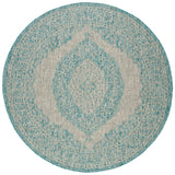 Safavieh Courtyard 5'-3" x 5'-3" Rug in Light Grey / Aqua