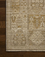 Loloi Elora ELR-07 Traditional Power Loomed Mushroom, Ochre Rug - corner on wood