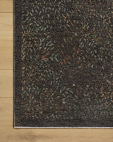 Loloi Winchester WNC-12 Traditional Power Loomed Ink, Forest Rug - corner on wood