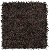 Safavieh Leather Shag 5'-0" x 5'-0" Rug in Dark Brown