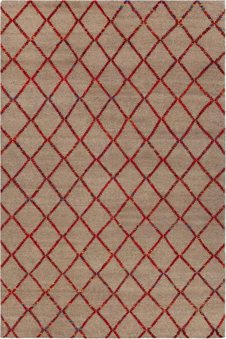 Chandra Aarushi AAR-44002 Tan and Red rug, flat view