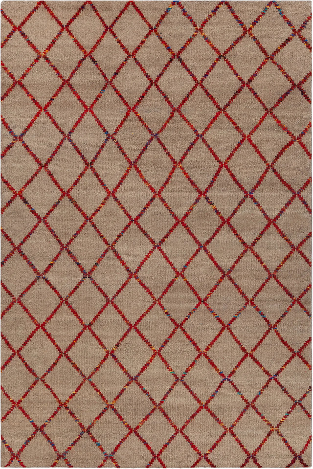 Chandra Aarushi AAR-44002 Tan and Red rug, flat view