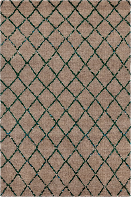 Chandra Aarushi AAR-44003 Tan and Green rug, flat view