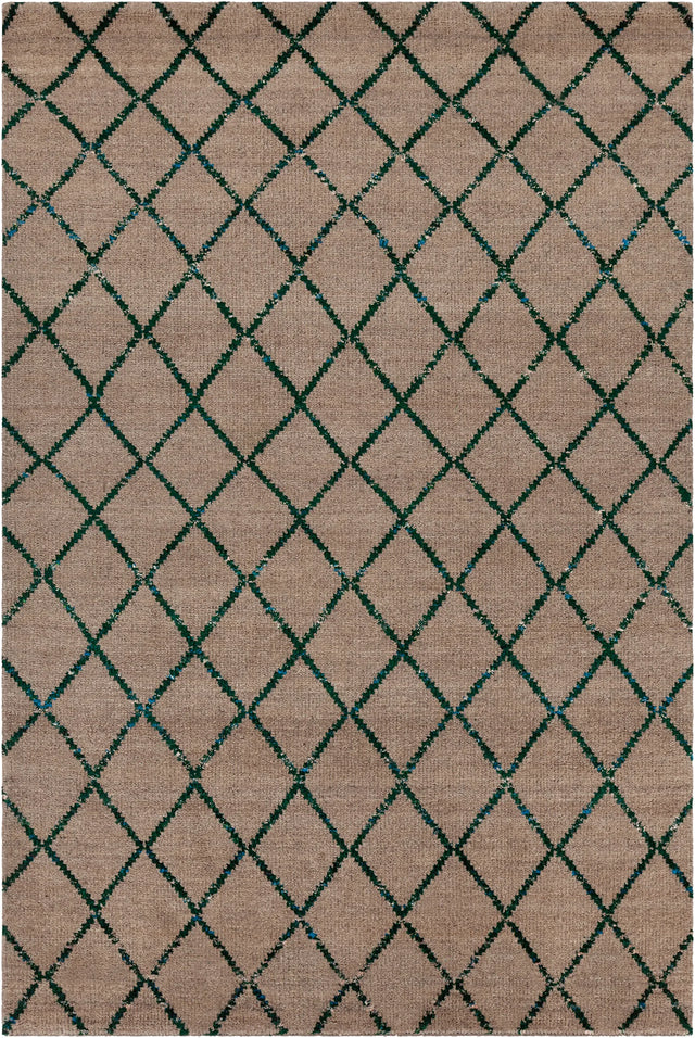 Chandra Aarushi AAR-44003 Tan and Green rug, flat view