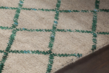 Chandra Aarushi AAR-44003 Tan and Green rug, side detail view