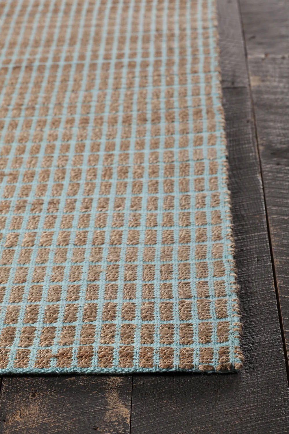 Chandra Abacus ABA-37500 Blue and Natural rug, corner detail