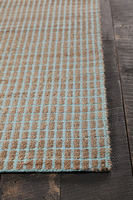 Chandra Abacus ABA-37500 Blue and Natural rug, corner detail