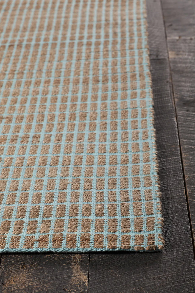 Chandra Abacus ABA-37500 Blue and Natural rug, corner detail