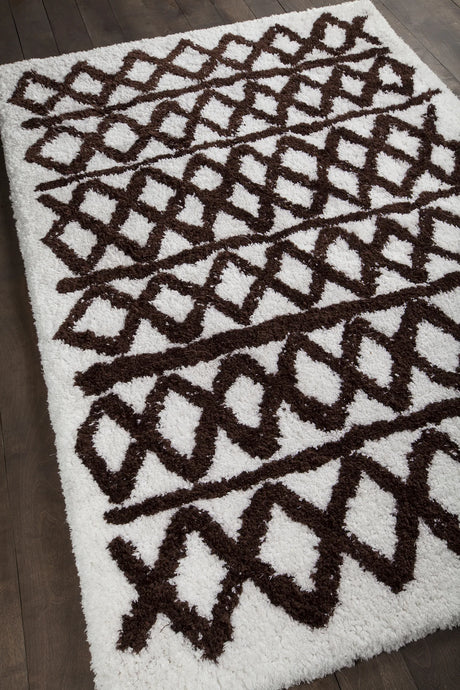 Chandra Aerona AER-40002 White and Brown rug, angled side view