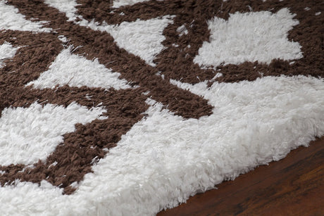 Chandra Aerona AER-40002 White and Brown rug, side detail view