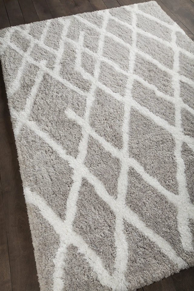 Chandra Aerona AER-40003 Tan and White rug, angled side view