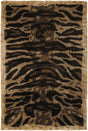 Chandra Amazon AMA-5603 Tan and Gold and Brown and Black rug, flat view