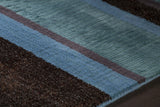 Chandra Amigo AMI-30502 Blue and Grey and Charcoal rug, side detail view