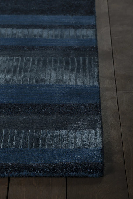 Chandra Amigo AMI-30503 Blue and Charcoal rug, corner detail