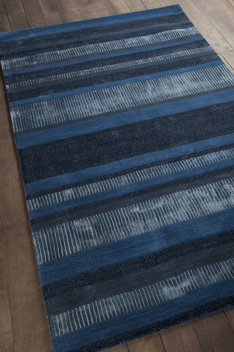 Chandra Amigo AMI-30503 Blue and Charcoal rug, angled side view