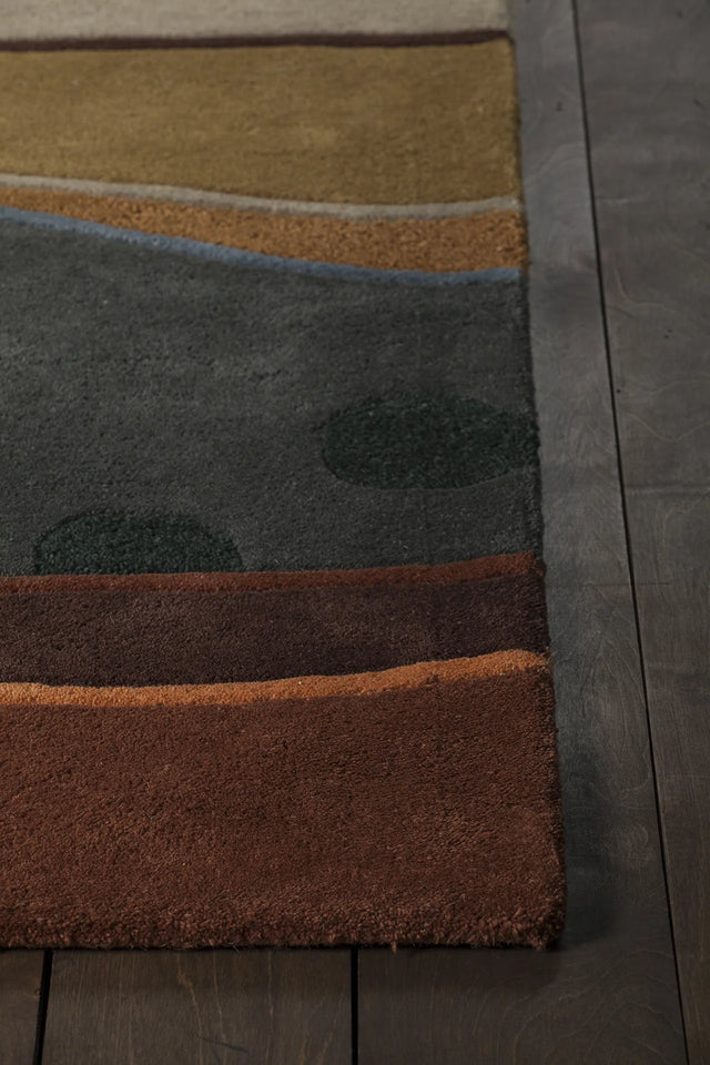 Chandra Antara ANT-117 Grey and Orange and Multi rug, corner detail
