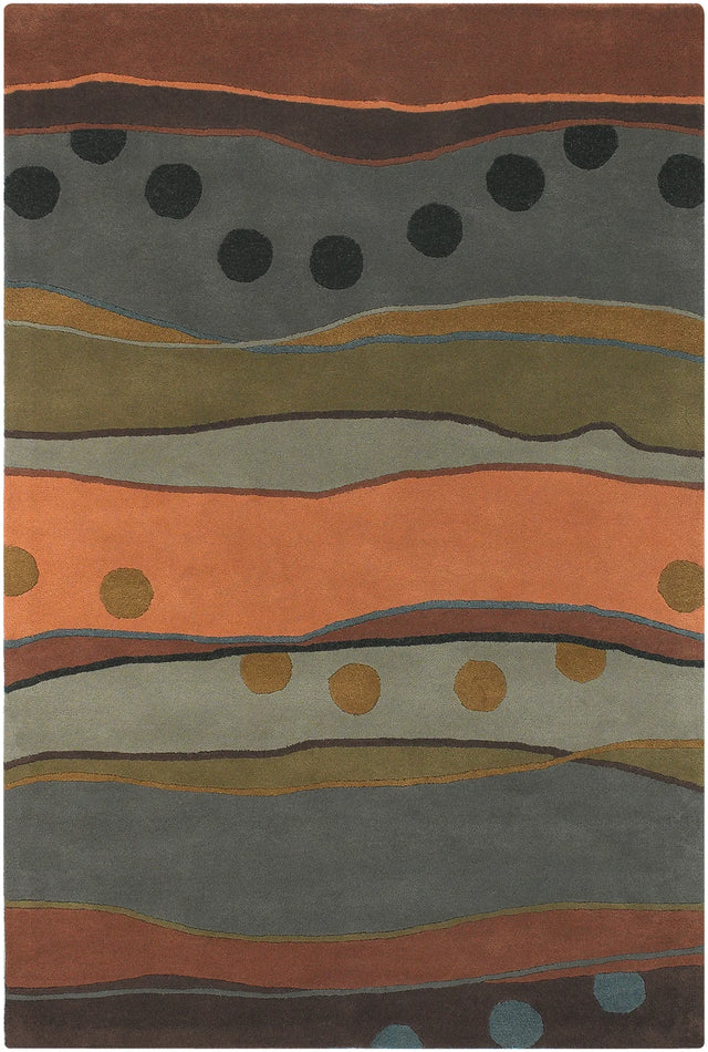 Chandra Antara ANT-117 Grey and Orange and Multi rug, flat view