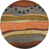 Chandra Antara ANT-117 Grey and Orange and Multi round rug, flat view